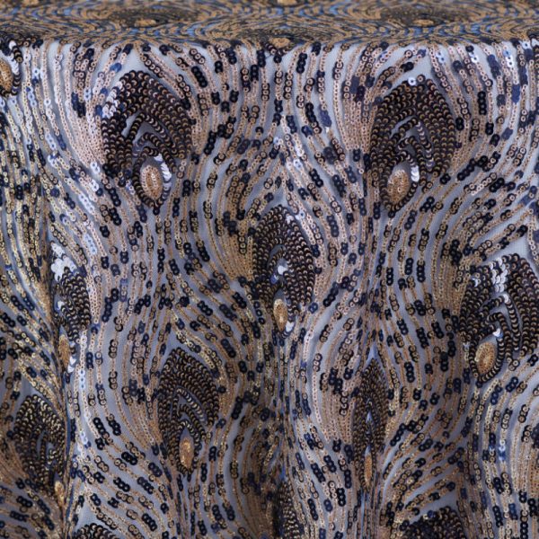 Peacock Sequins | Navy Gold